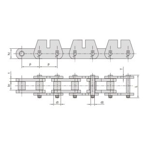 transportörkedja med påbyggnadsdelar