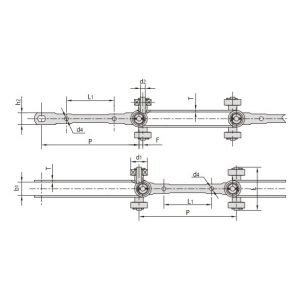 transportörkedja med dubbla gångjärn