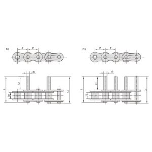 transportörkedja med kort delning och förlängd