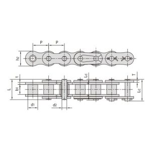korrosionsbeständig kedja med kort delning av nickelpläterade rullar
