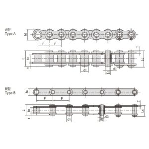 ihålig stiftkedja i rostfritt stål