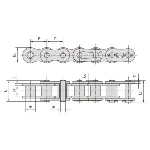 förzinkad rullkedja med kort delning